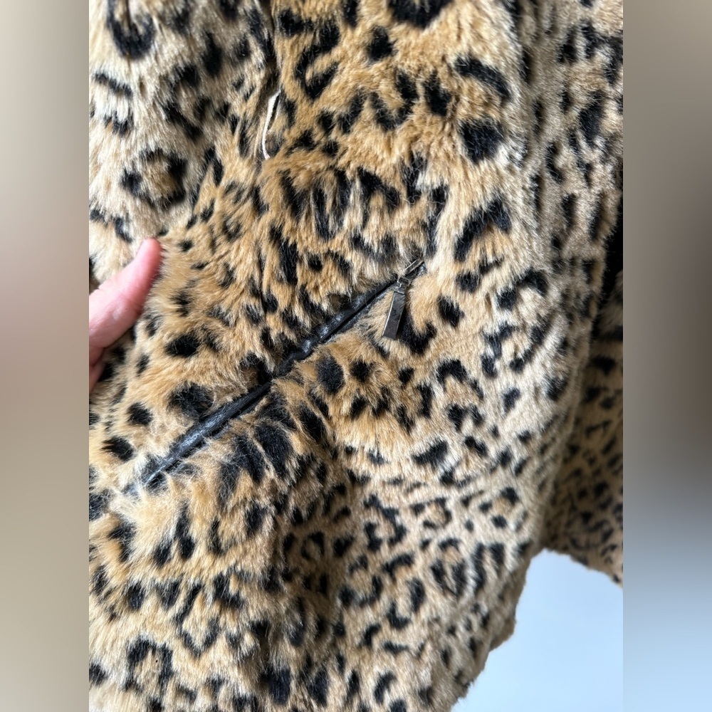VTG White Stag Leopard Print Faux Fur Coat Jacket Zip Up Jacket Hippie Size M L - Picture 5 of 13